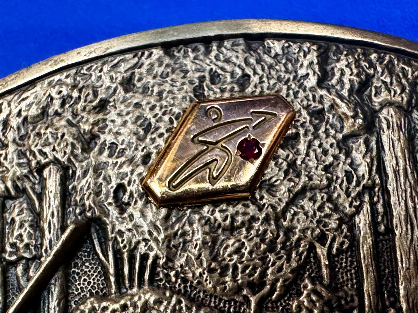 Bird Quail Dog Hunting Hunter Shotgun 1981 Belt Buckle OC Tanner - 10K Gold Logo