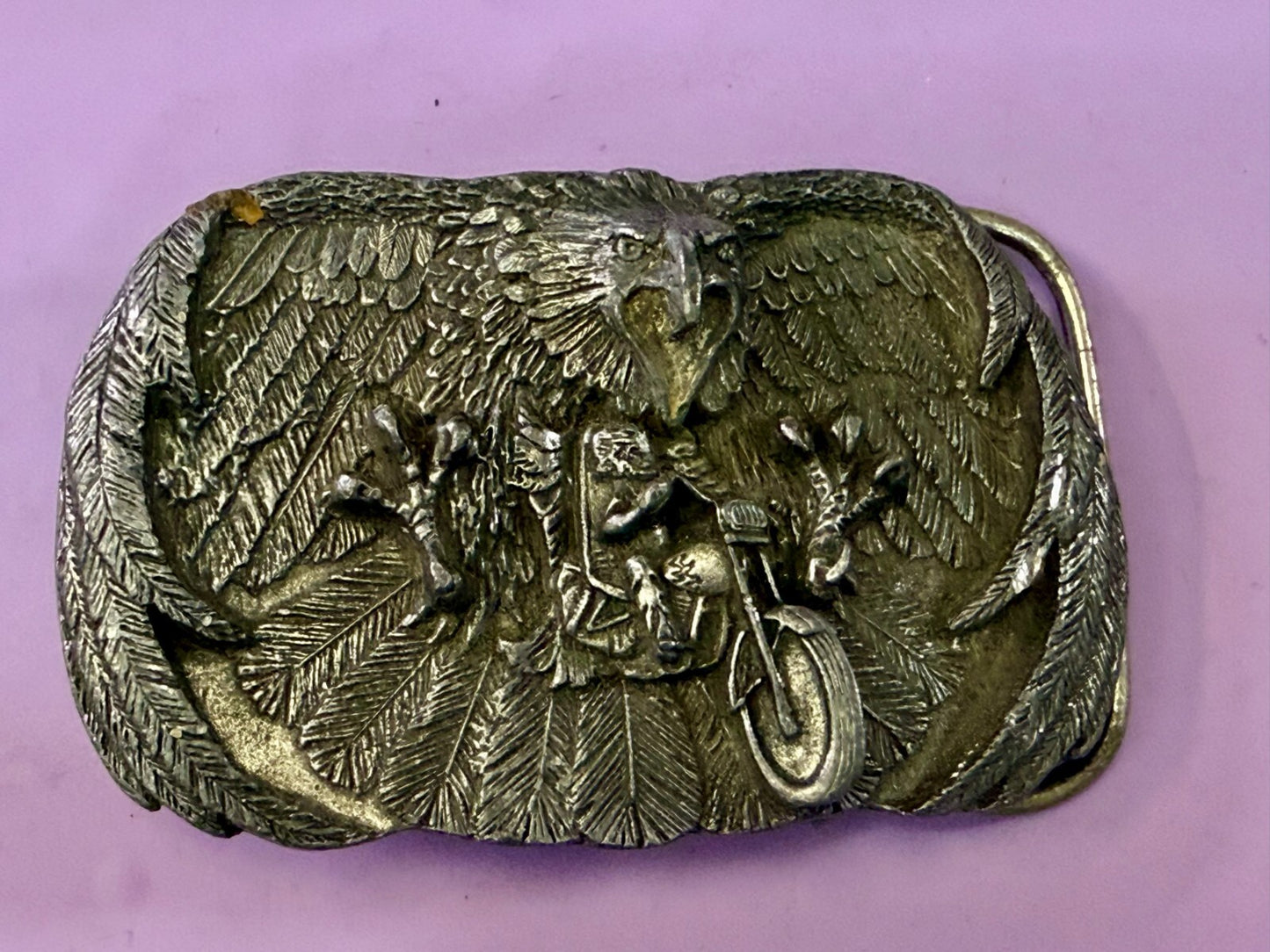 American Bald Eagle Motorcycle Biker Rider VTG 1980 Arroyo Grande Belt Buckle