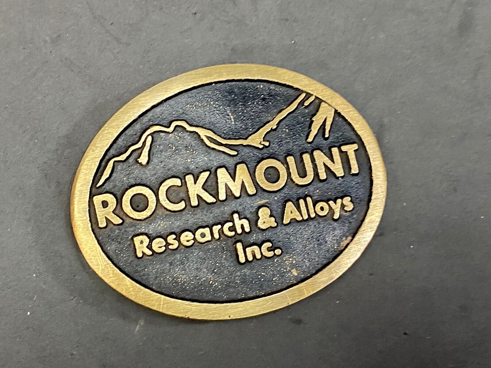 Vintage  Rockmount Research And Alloys Company Brass Belt Buckle By Dynabuckle 