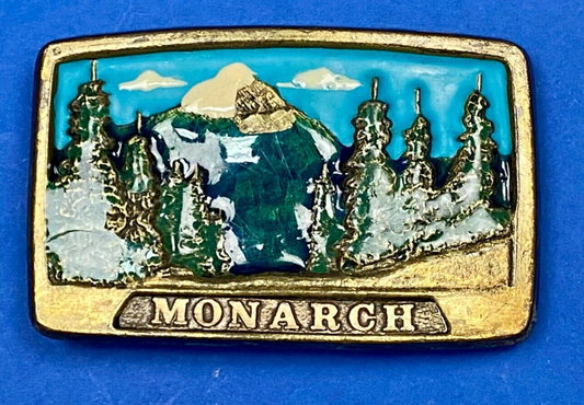 1981 Monarch Commemorative Belt Buckle  Wyoming Imountain Clearing No 1003 A