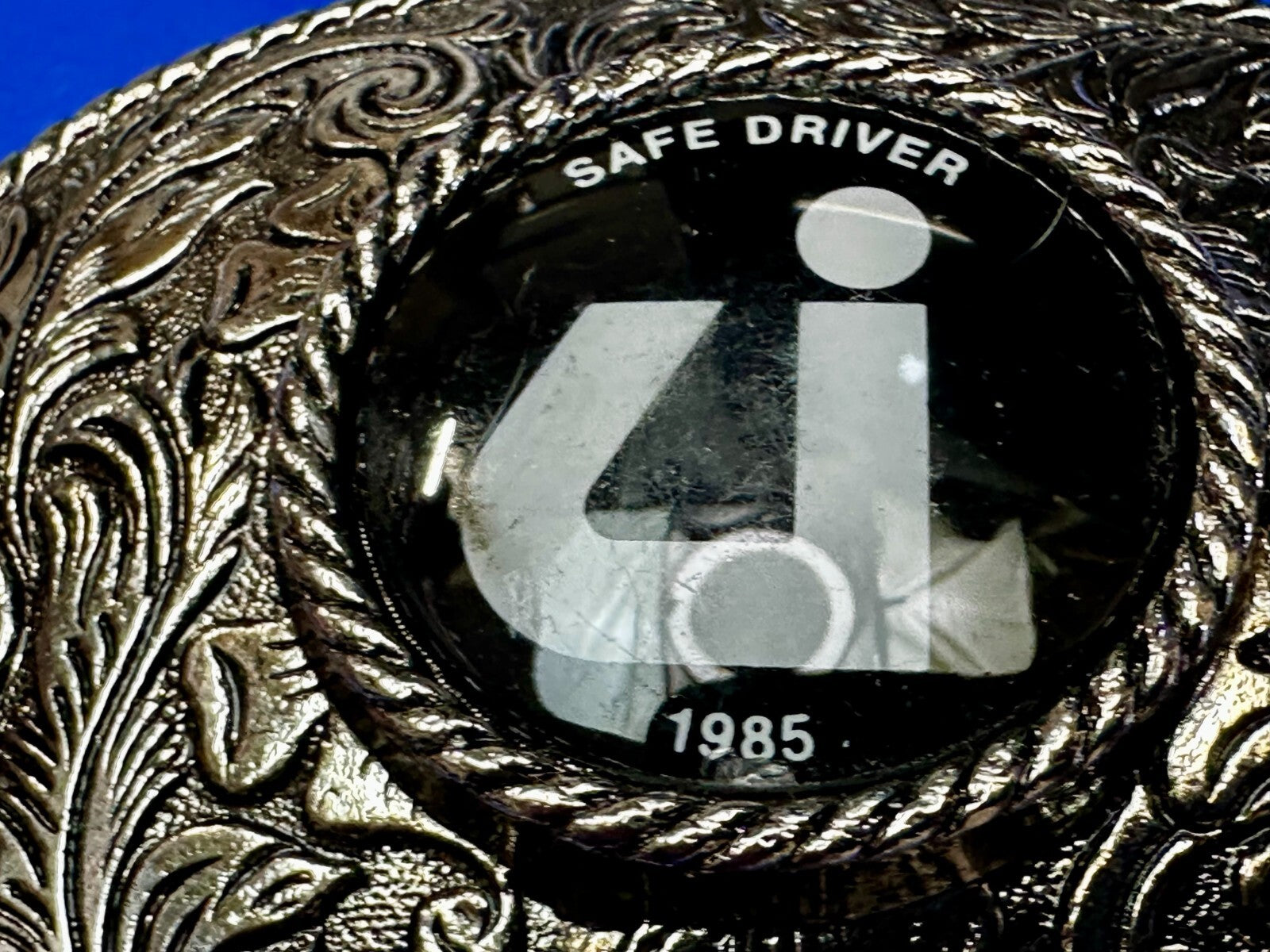 UI Safe Driver 1987 Safety Award Swirl Ornate Western Style Vintage Belt Buckle