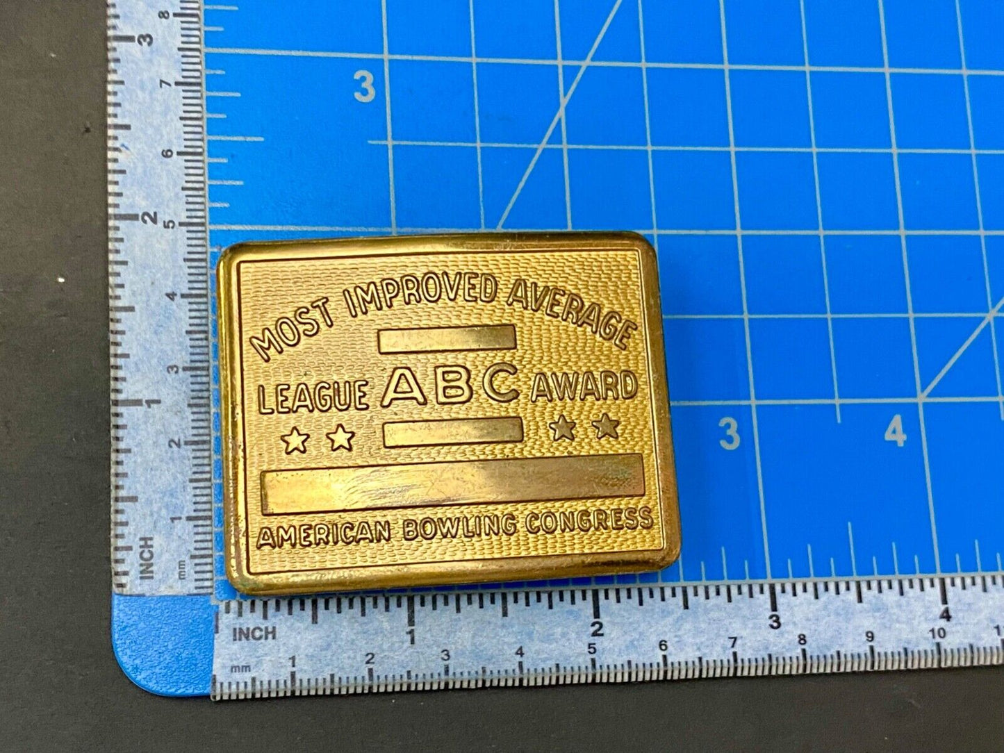 ABC Bowling Bowler's BLANK Most improved average award belt buckle NOT engraved!