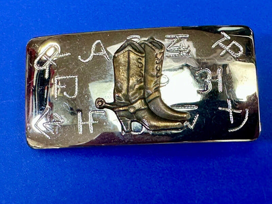 Vintage Chambers Brand Western Cowboy boots & Branding Symbols belt buckle