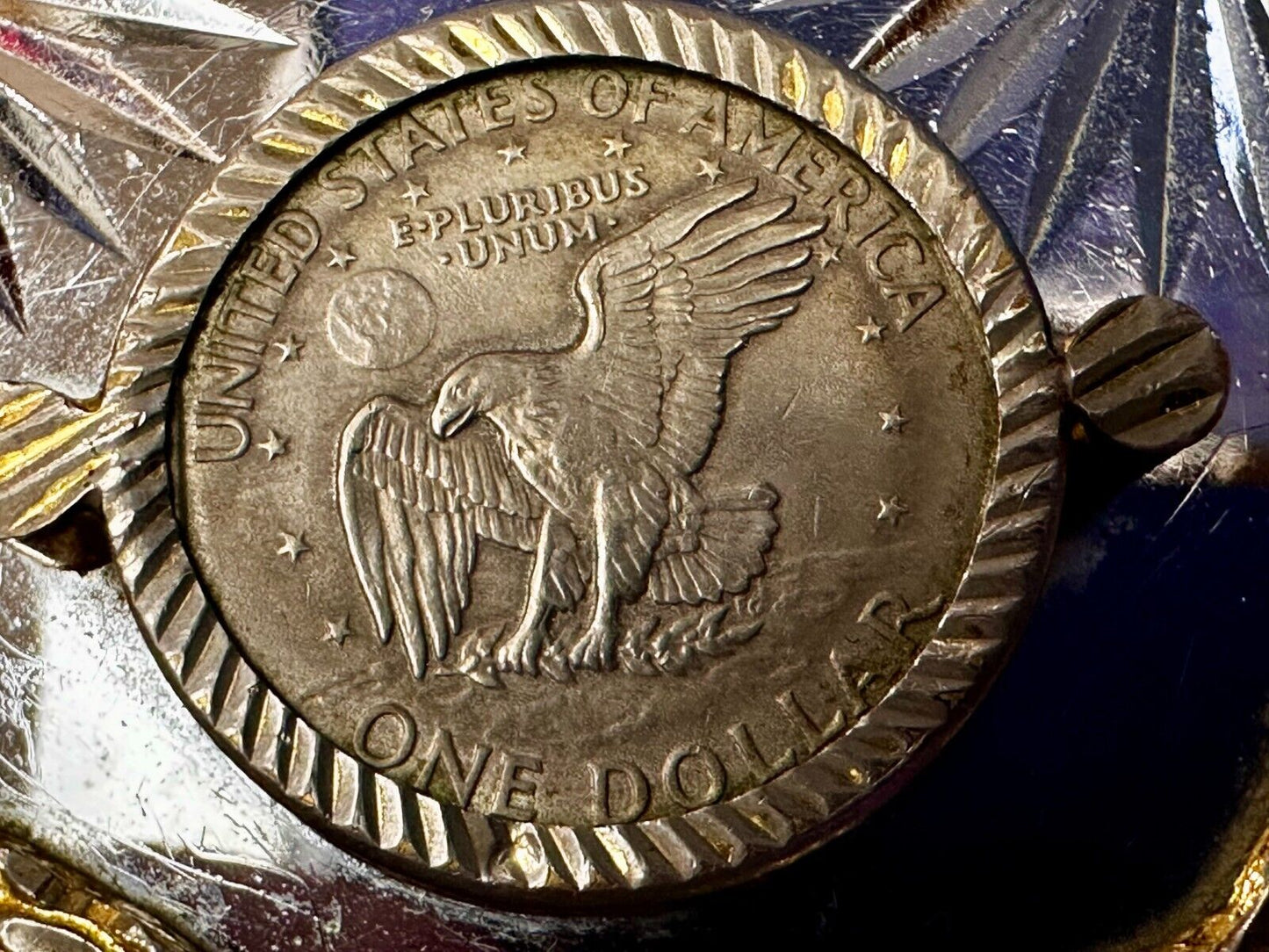 United States of America One Dollar Coin Patriotic Eagle JG Alpaca Belt Buckle