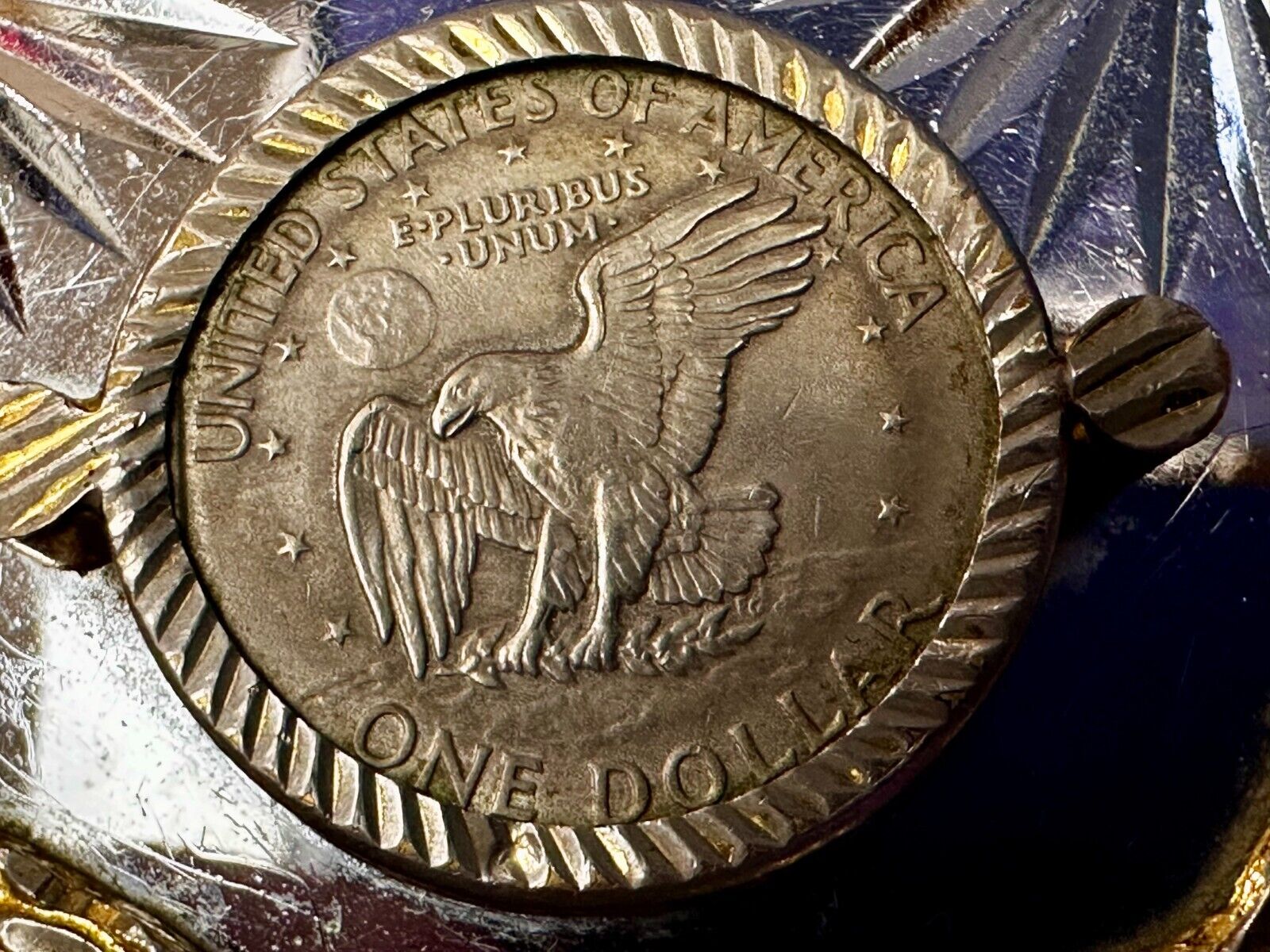 United States of America One Dollar Coin Patriotic Eagle JG Alpaca Belt Buckle