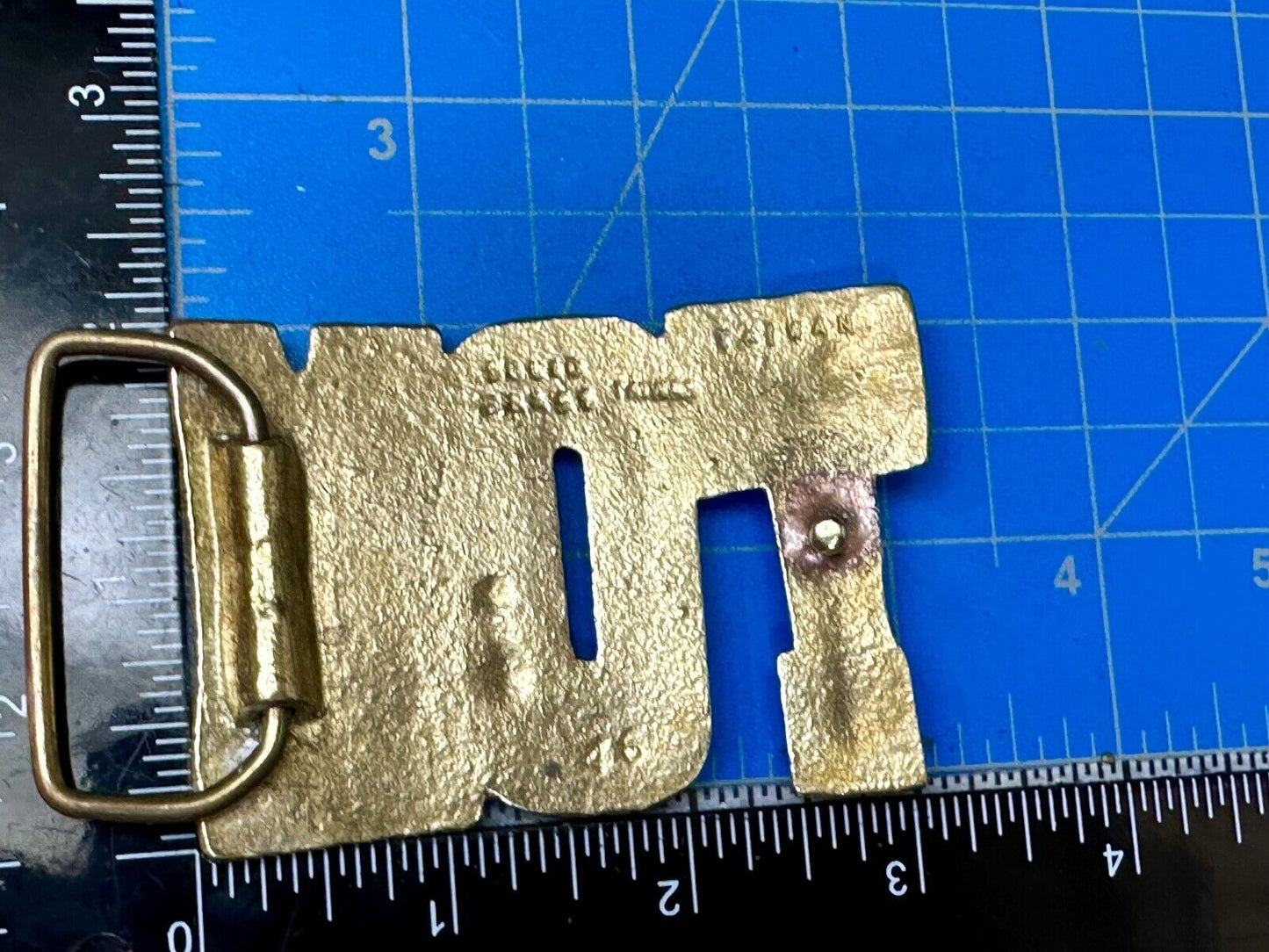 TOM Custom Name in cutout block letters solid brass belt buckle - Taiwan ROC