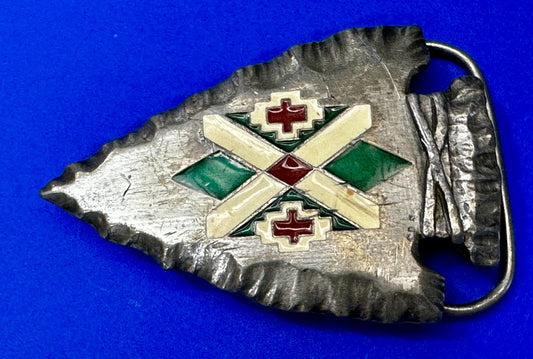 Arrowhead Native American Tribal Art Pattern VTG 1991 Siskiyou Belt Buckle U-92
