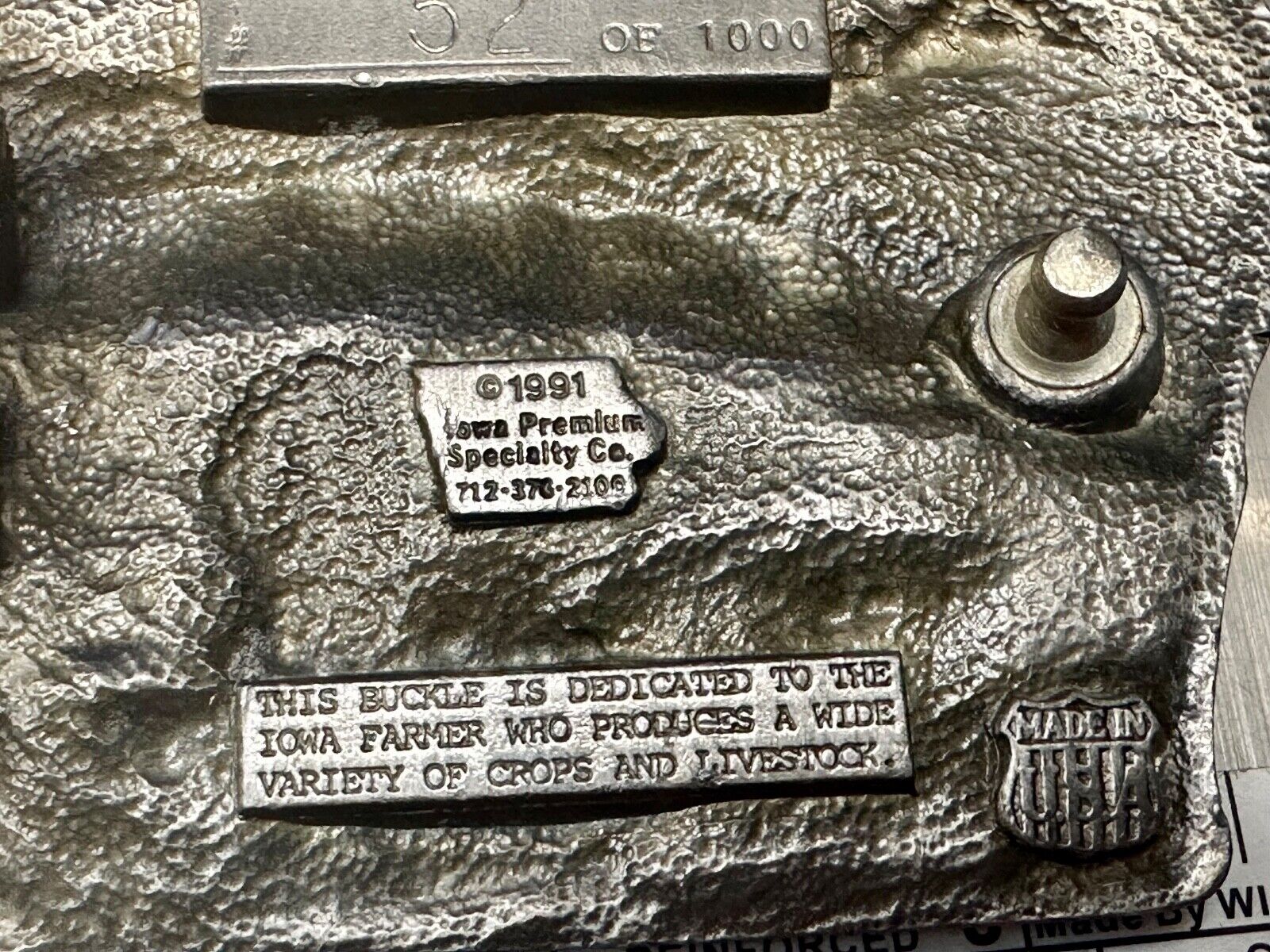1991 Iowa State Farm Commemorative belt buckle