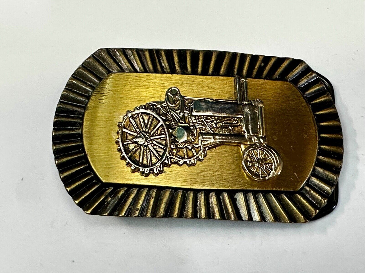 Vintage Farm Tractor Logo Retro Vibe Old Time Belt Buckle