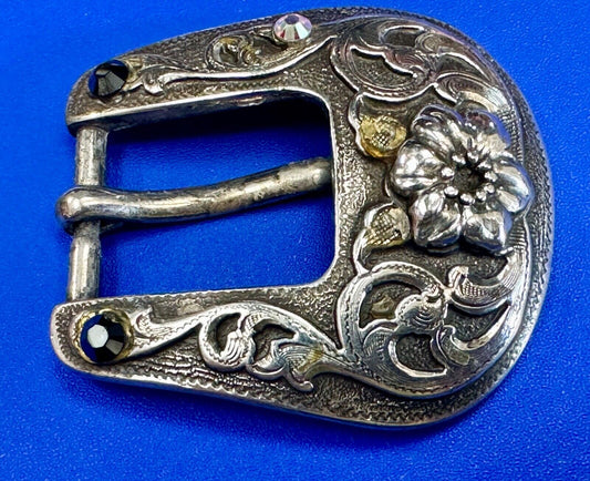2" wide, silver tone ranger style cowgirls belt buckle