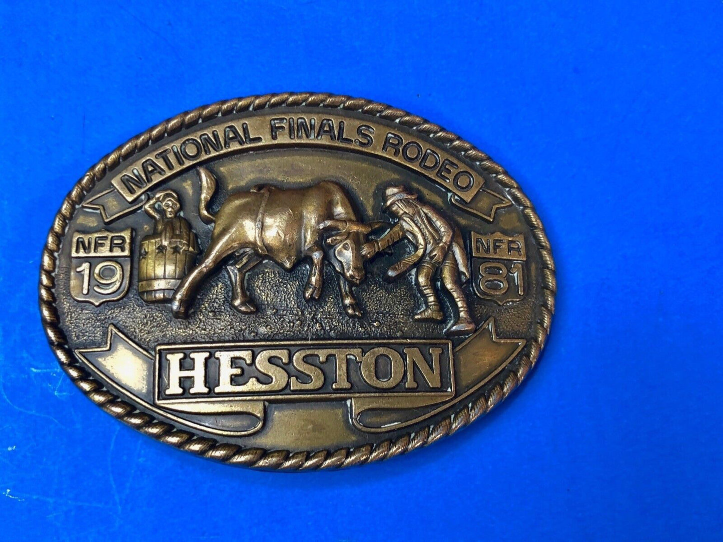 1981 Western Belt Buckle   NFR Hesston National Final Rodeo Cowboy Award 