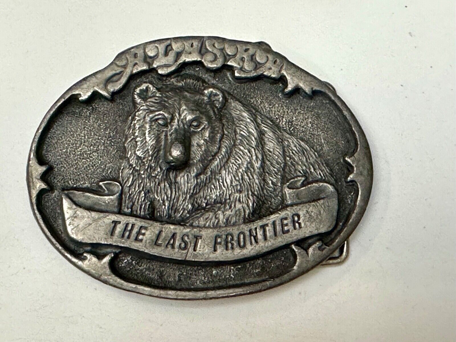 Alaska Grizzly Bear - The Last Frontier Belt Buckle by Alaska Frontier Arts