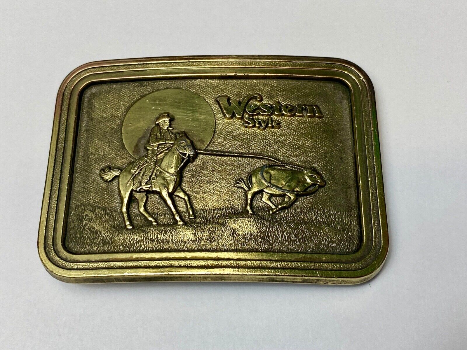 Vintage  - Western Style roping rodeo cowboy on range belt buckle