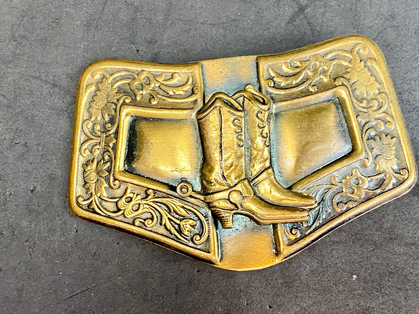 unique shaped vintage Western cowboy boots jeans cowboy cowgirl belt buckle 