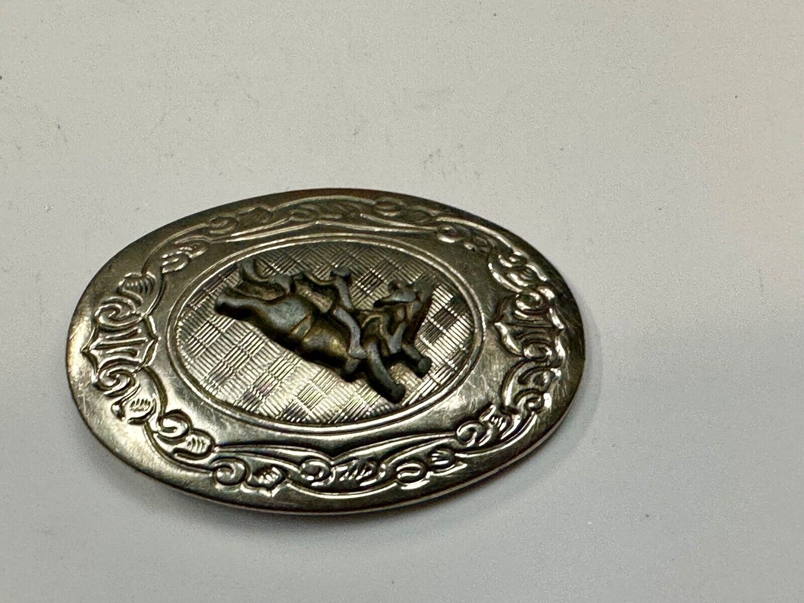 Vintage Cowboy Saddle Bronc 3" wide western oval belt buckle
