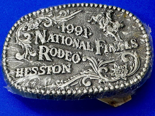 1991 Hesston National Finals Rodeo NFR Cowboys Youth Size NOS Belt Buckle