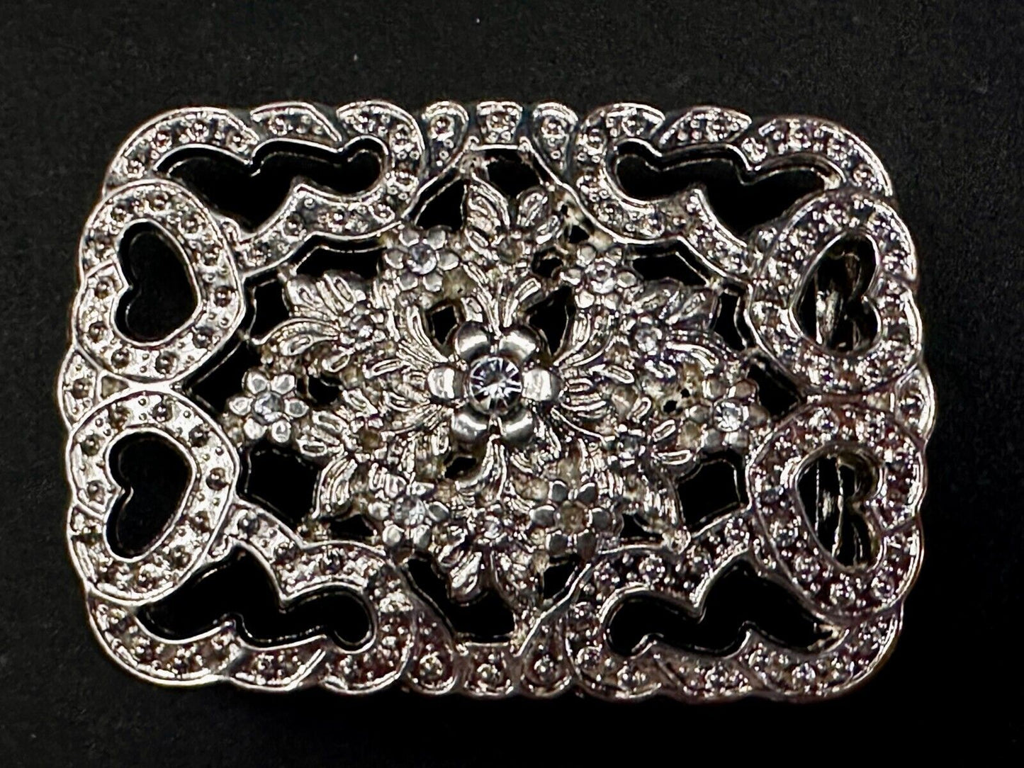Victorian Style Flower Heart See-Through Ladies Belt Buckle Missing Rhinestone's