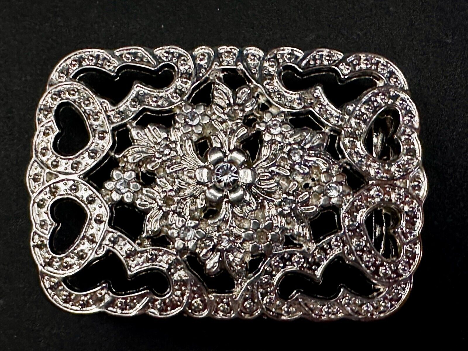 Victorian Style Flower Heart See-Through Ladies Belt Buckle Missing Rhinestone's