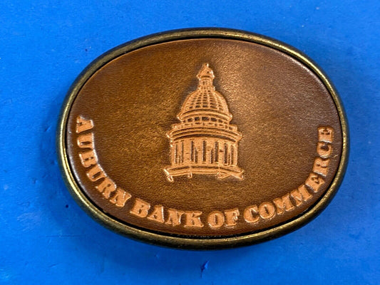 Auburn bank of commerce vintage Leather belt buckle by elcid