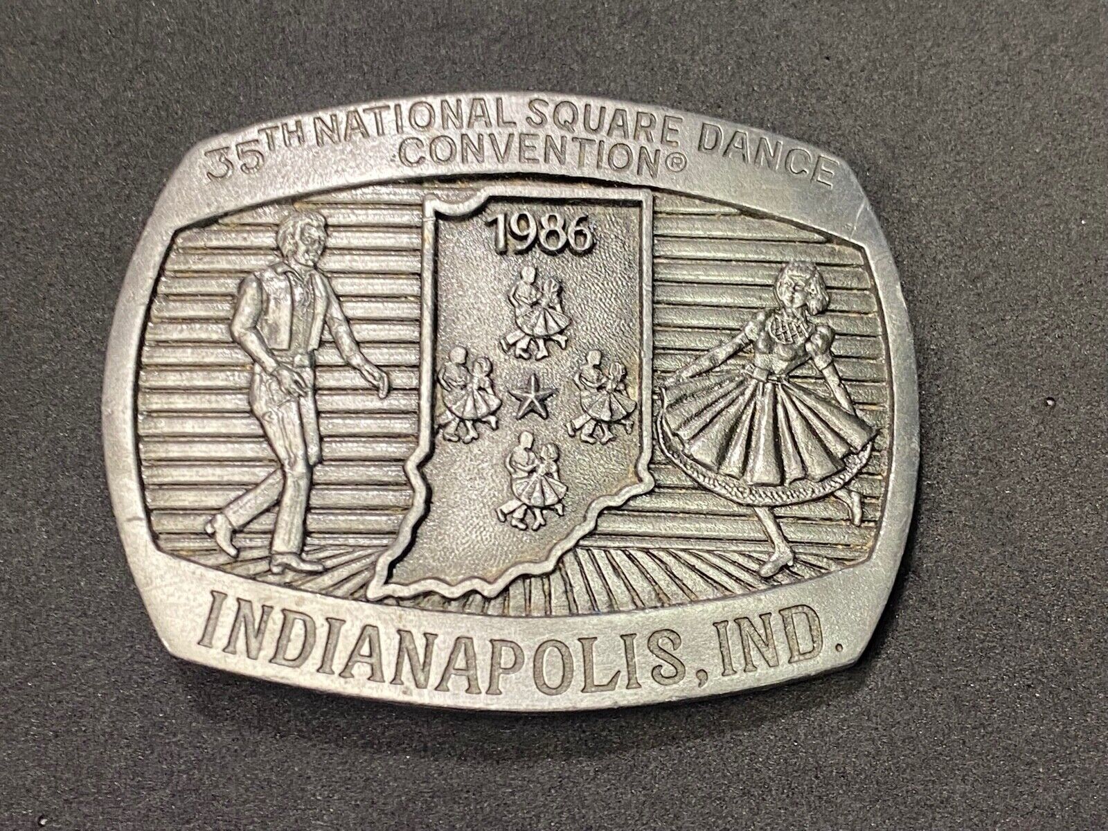 35Th National Square Dance Convention 1986 Indianapolis In Western Belt Buckle 