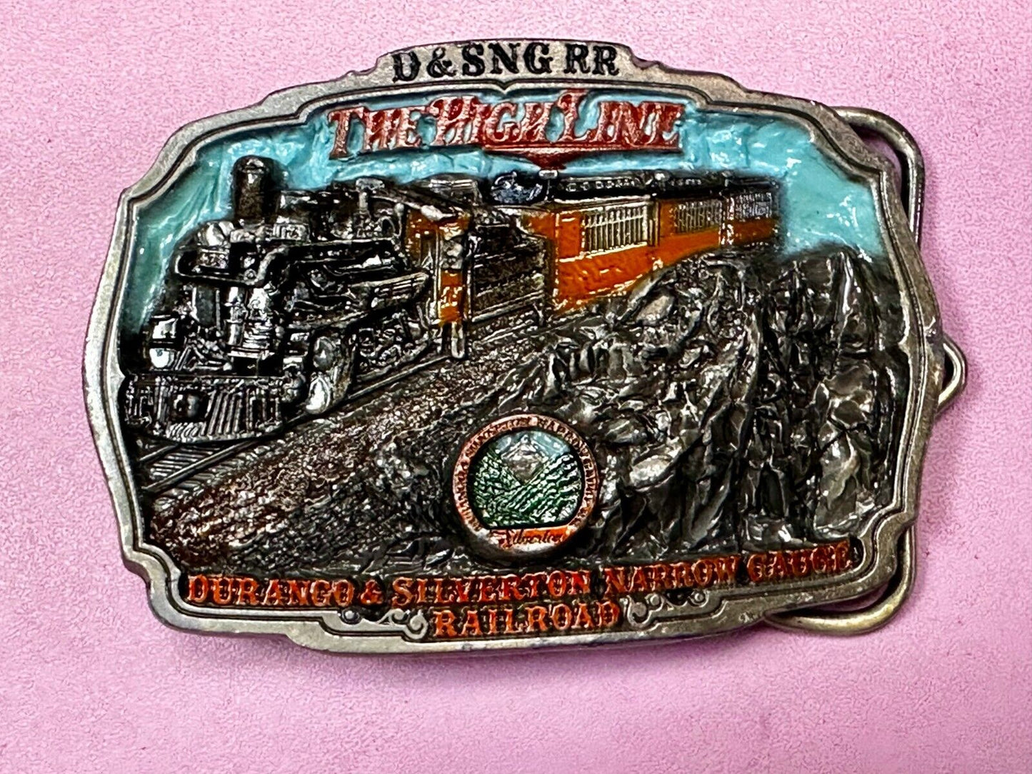 Train Rail Road Durango & Silverton Narrow Gauge C+J Colorful Belt Buckle