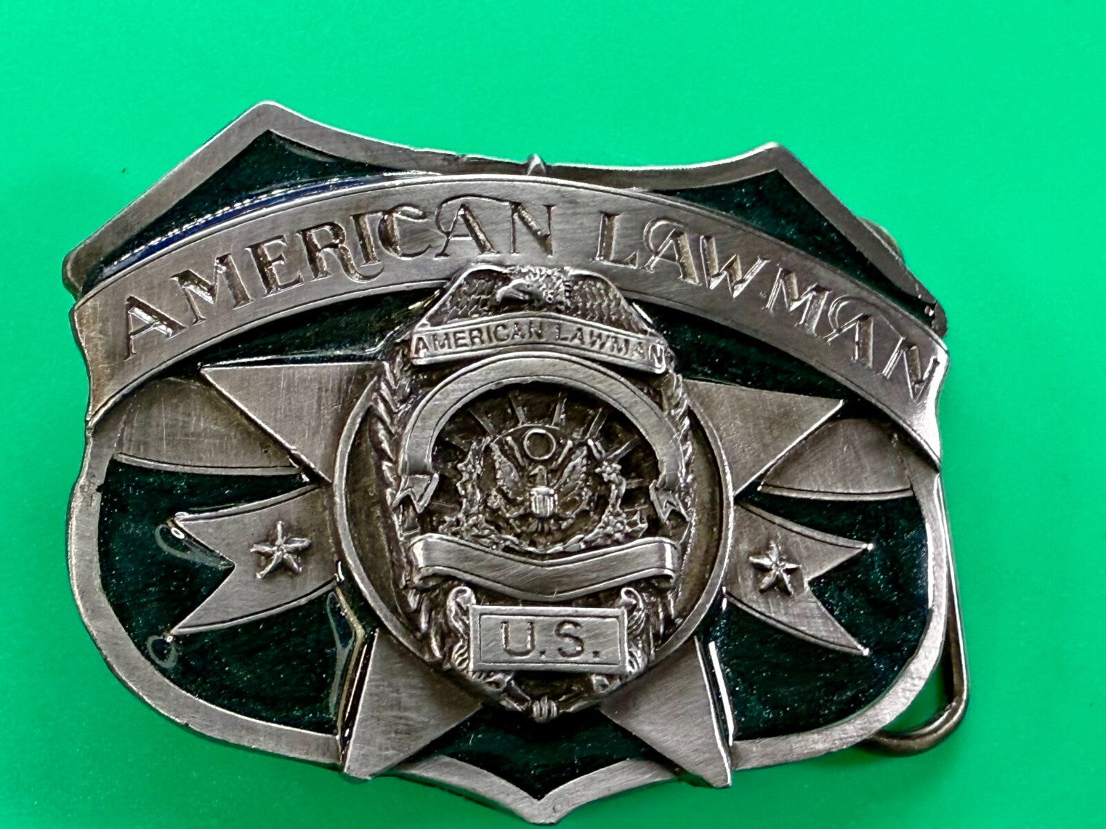 United States American Lawman To Served & Protect VTG 1986 Siskiyou Belt Buckle
