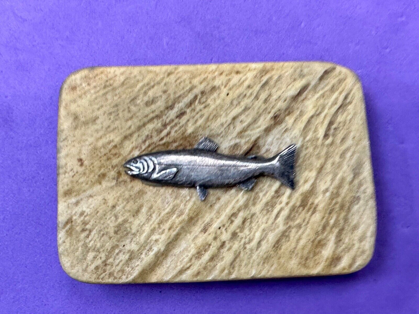 Trout Fish - vintage Native American Indian ART belt buckle - Elemore Alaska
