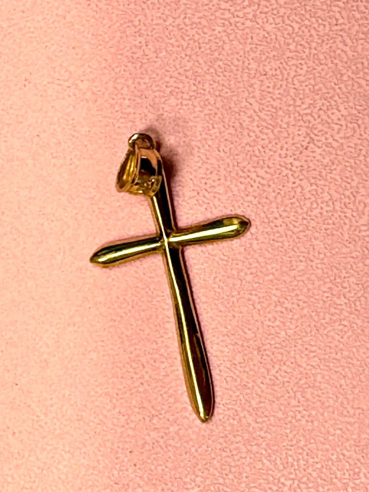 14K Gold Plain Cross 3cm  Necklace Pendant Signed OR Heart Oroamerica