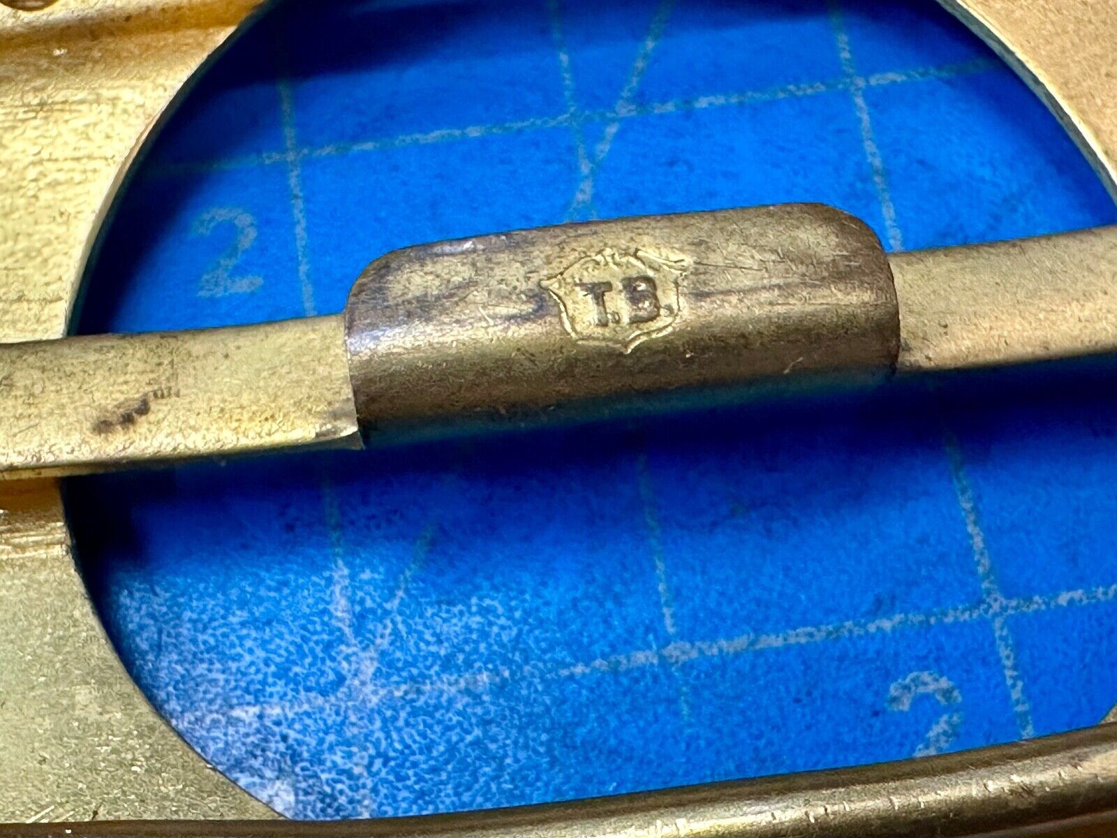 Turret & Bardach TB signed Antique round curved belt buckle slide sash