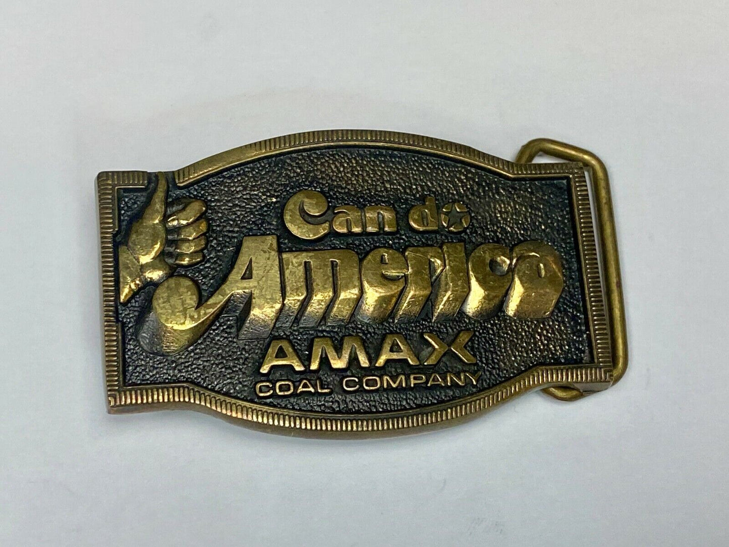 Amax Coal Surface Mining Miner Mine Can Do America Vintage Bts Belt Buckle