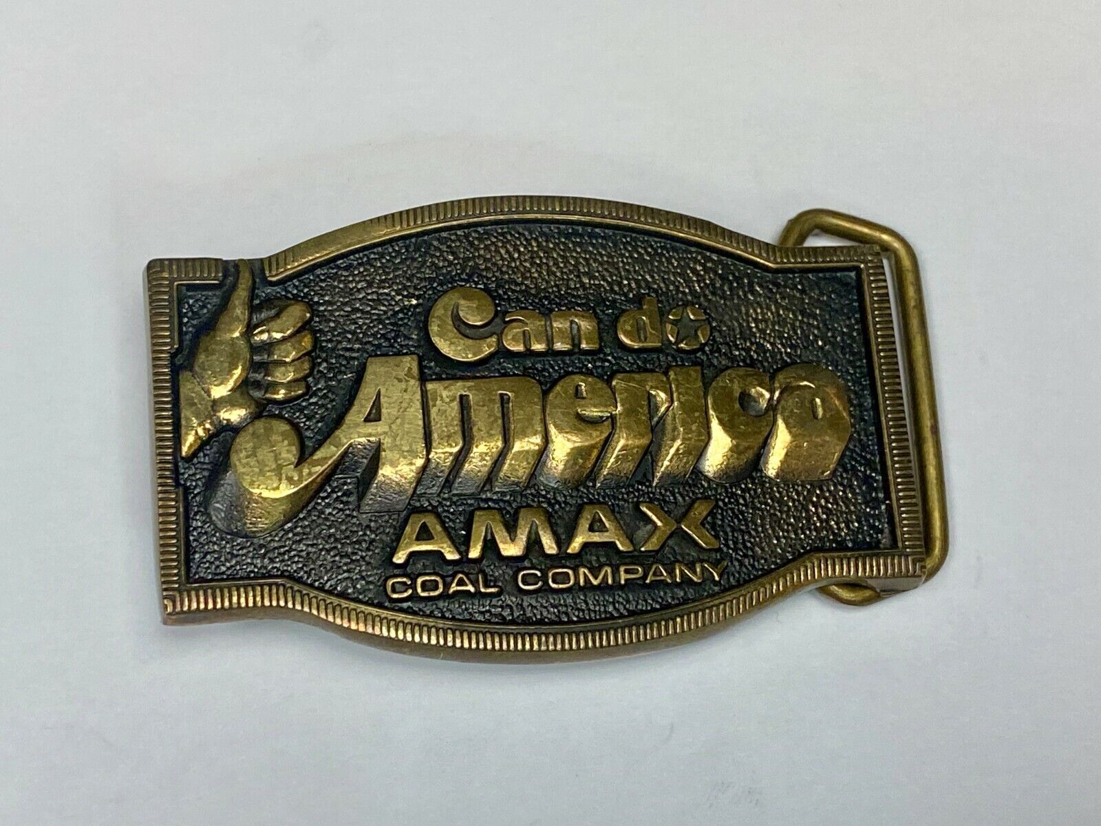 Amax Coal Surface Mining Miner Mine Can Do America Vintage Bts Belt Buckle