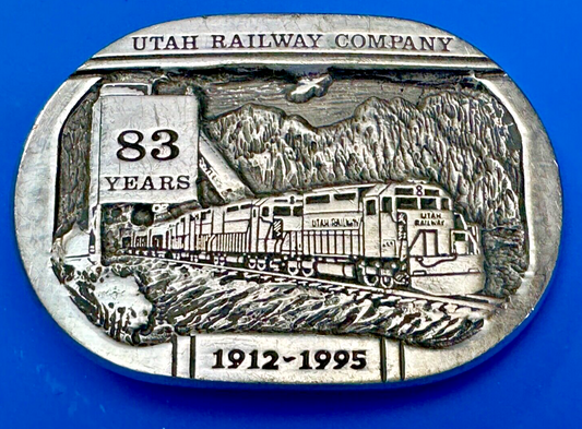 Utah Railway Co Vtg Train Railroad 83 Years - Gary Prazen Sculpture Belt Buckle