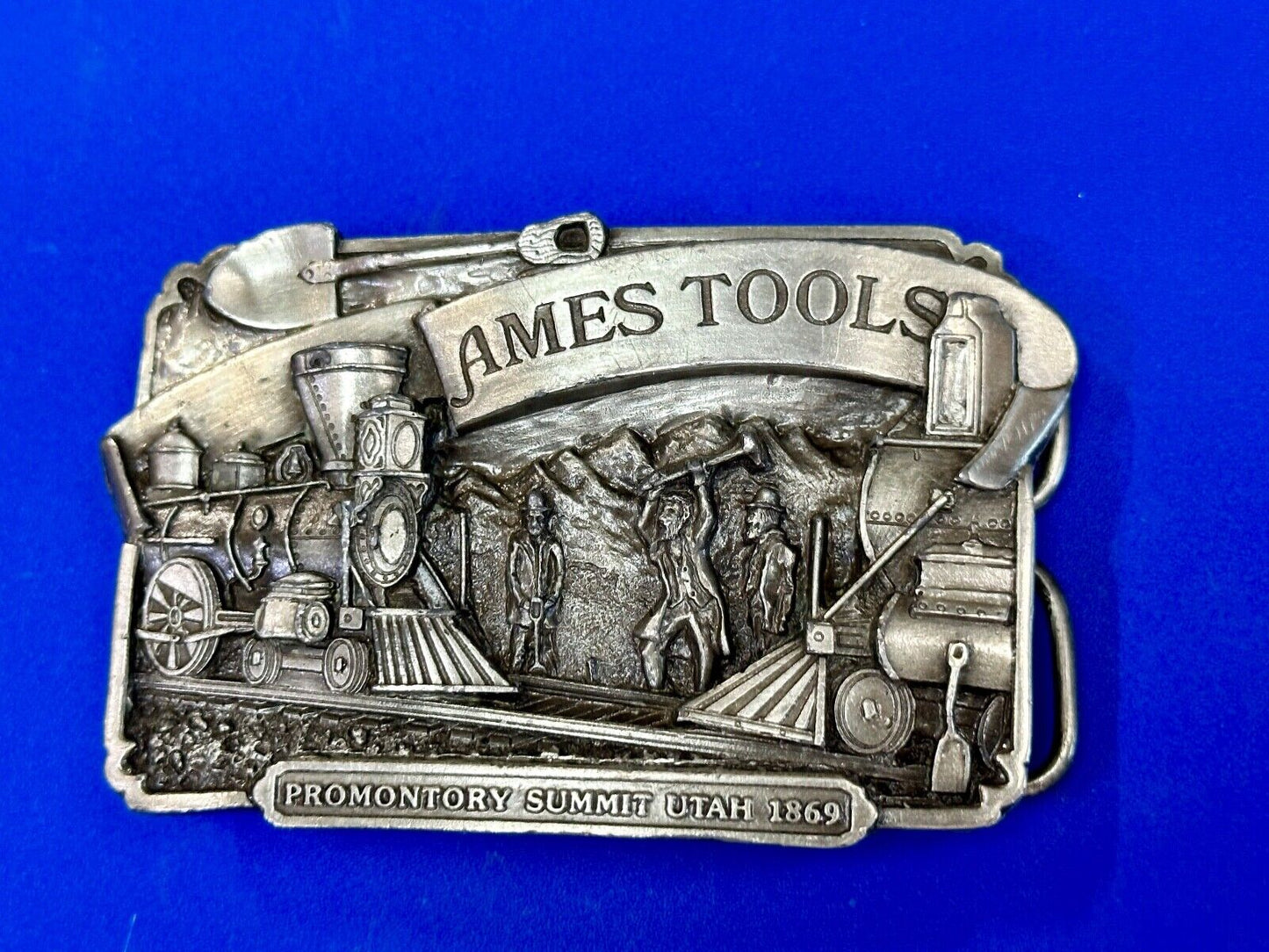 Ames Tools Promontory Summit Utah 1869 Train vintage 1972 Siskiyou belt buckle