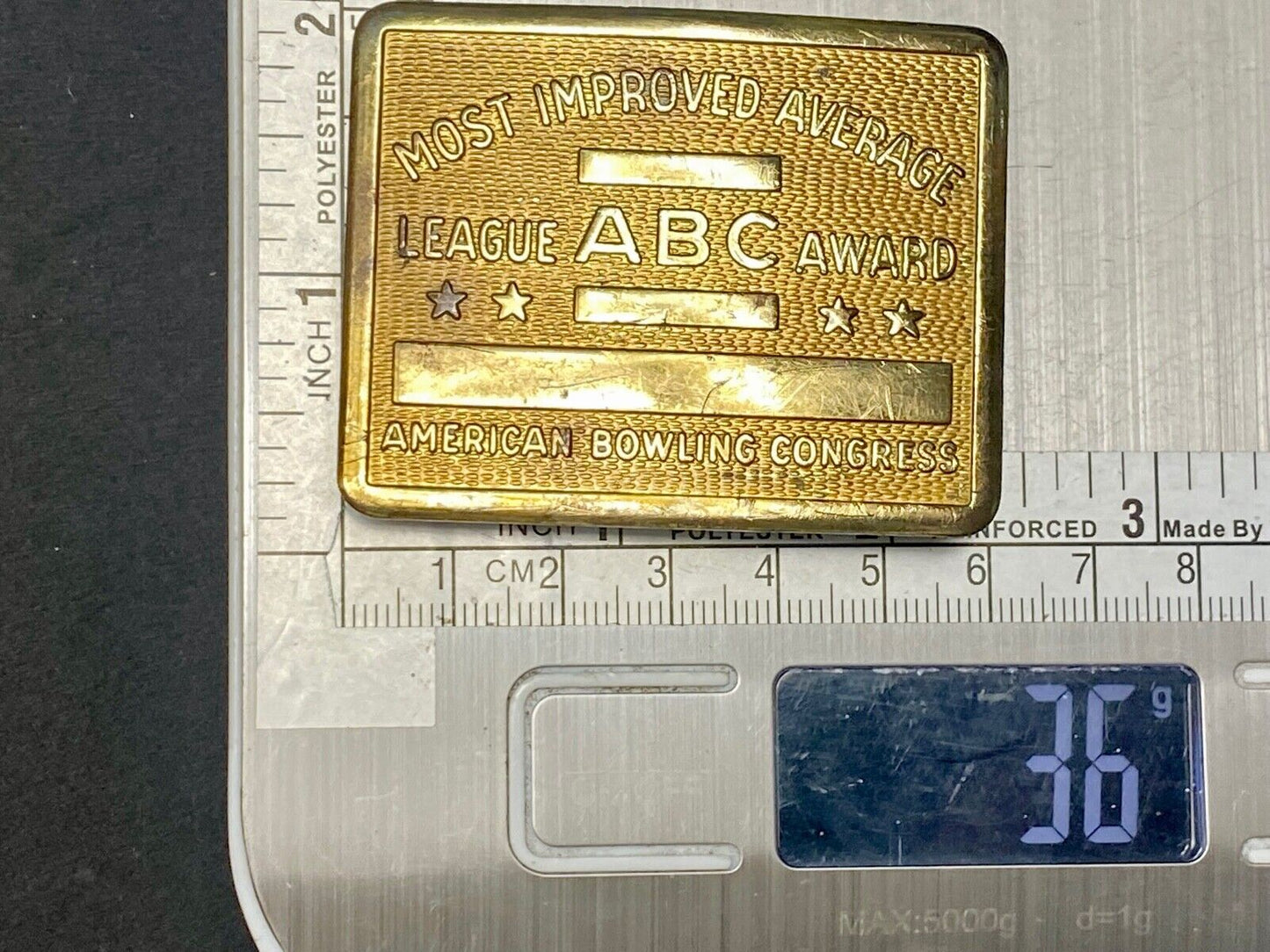American bowling congress LAEGUE ABC Award most improved Average belt buckle 