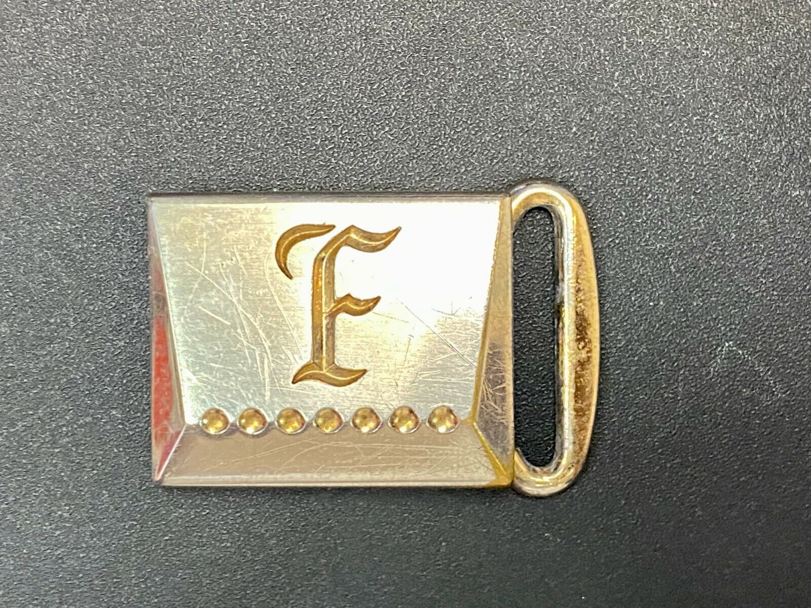 Vintage Hickok Master Plate Letter F Initial Monogram Art Deco Belt Buckle