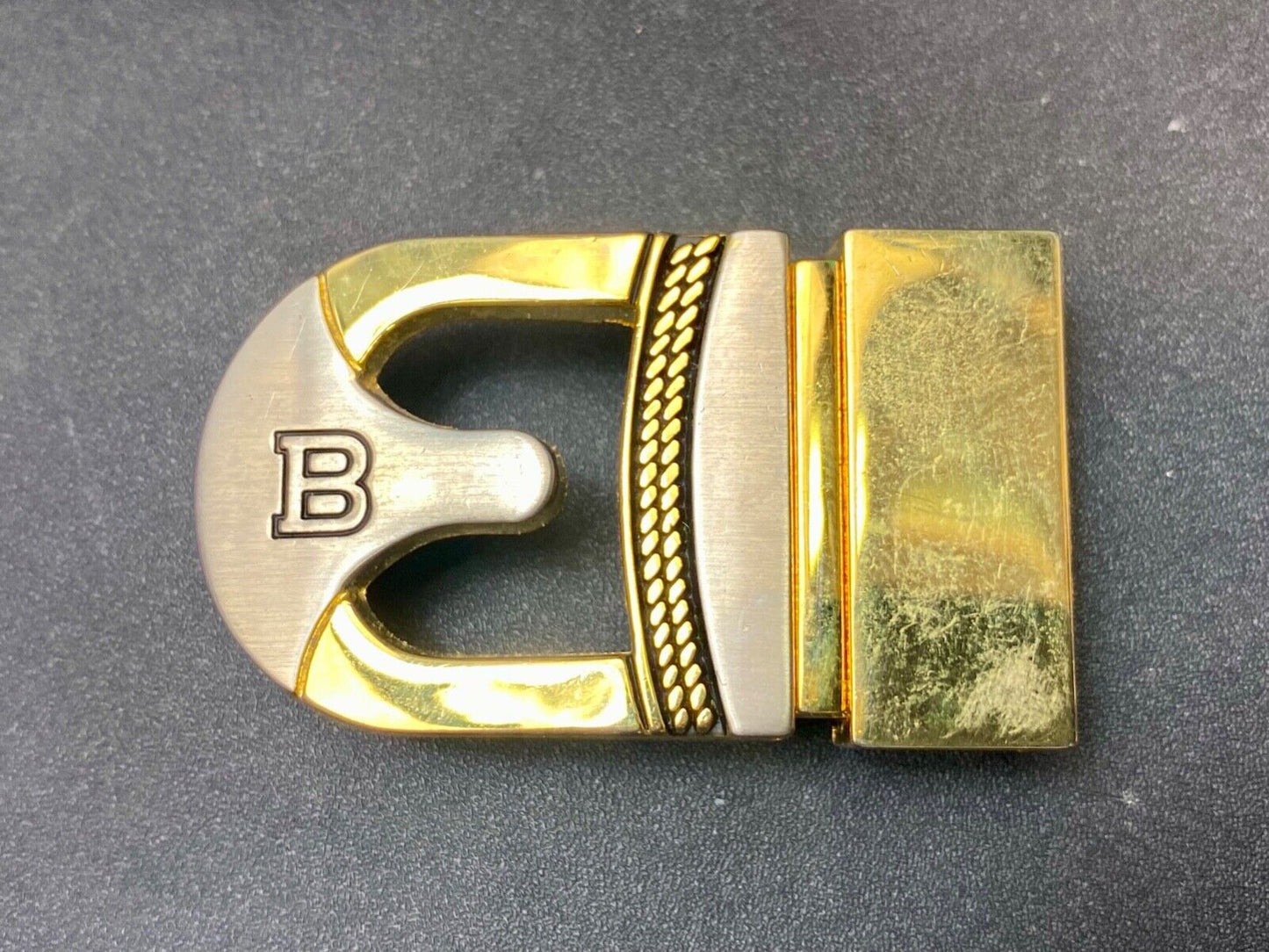 Vintage Letter Initial Monogram B two tone formal small belt buckle