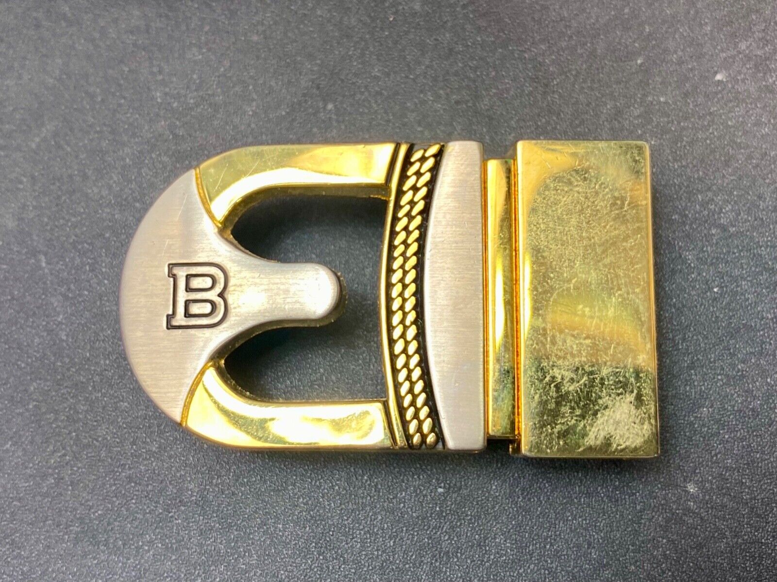Vintage Letter Initial Monogram B two tone formal small belt buckle