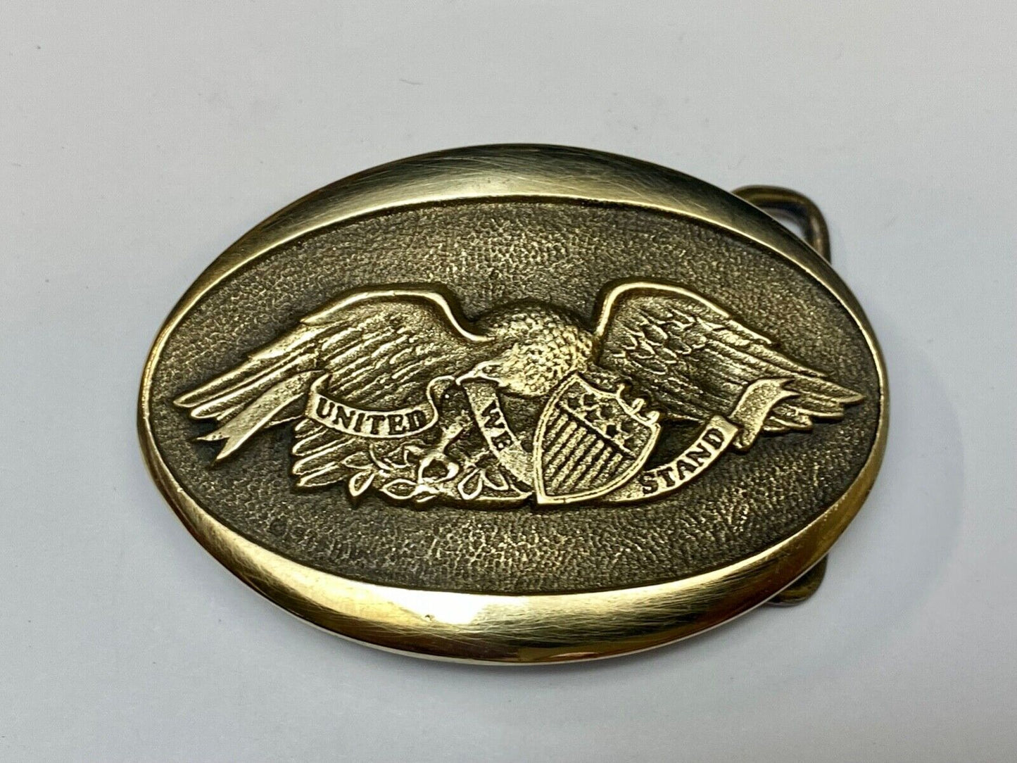 United we Stand - Patriotic American Eagle Solid brass Heritage Mint belt buckle