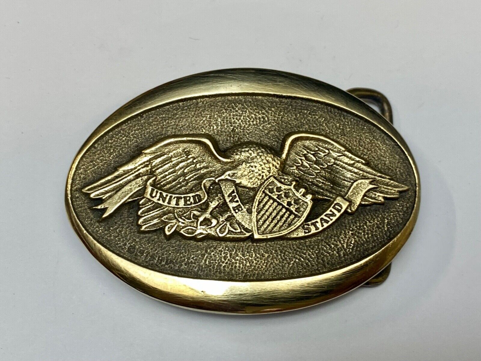 United we Stand - Patriotic American Eagle Solid brass Heritage Mint belt buckle