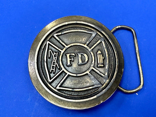 Vintage 1977 Fire Department FD Hook & Ladder Emblem belt buckle