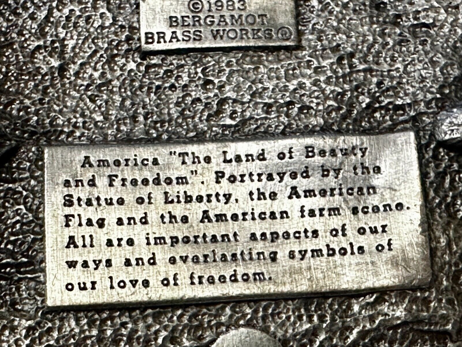 America The Beautiful USA Majestic Scenery -  1983 Bergamot Belt Buckle -O-L38