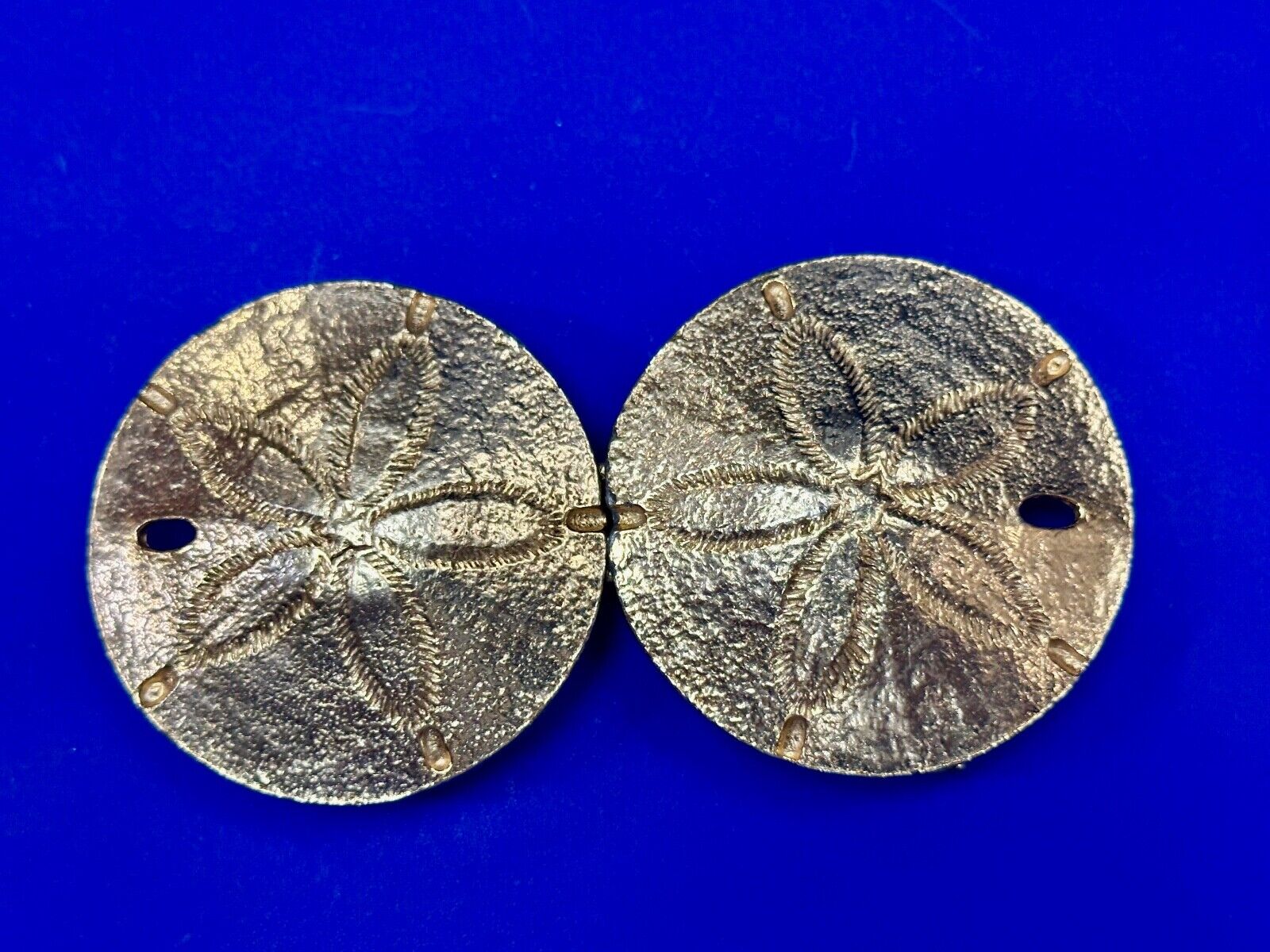 Two piece interconnecting Sand Dollars  vintage belt buckle by Mimi Di N