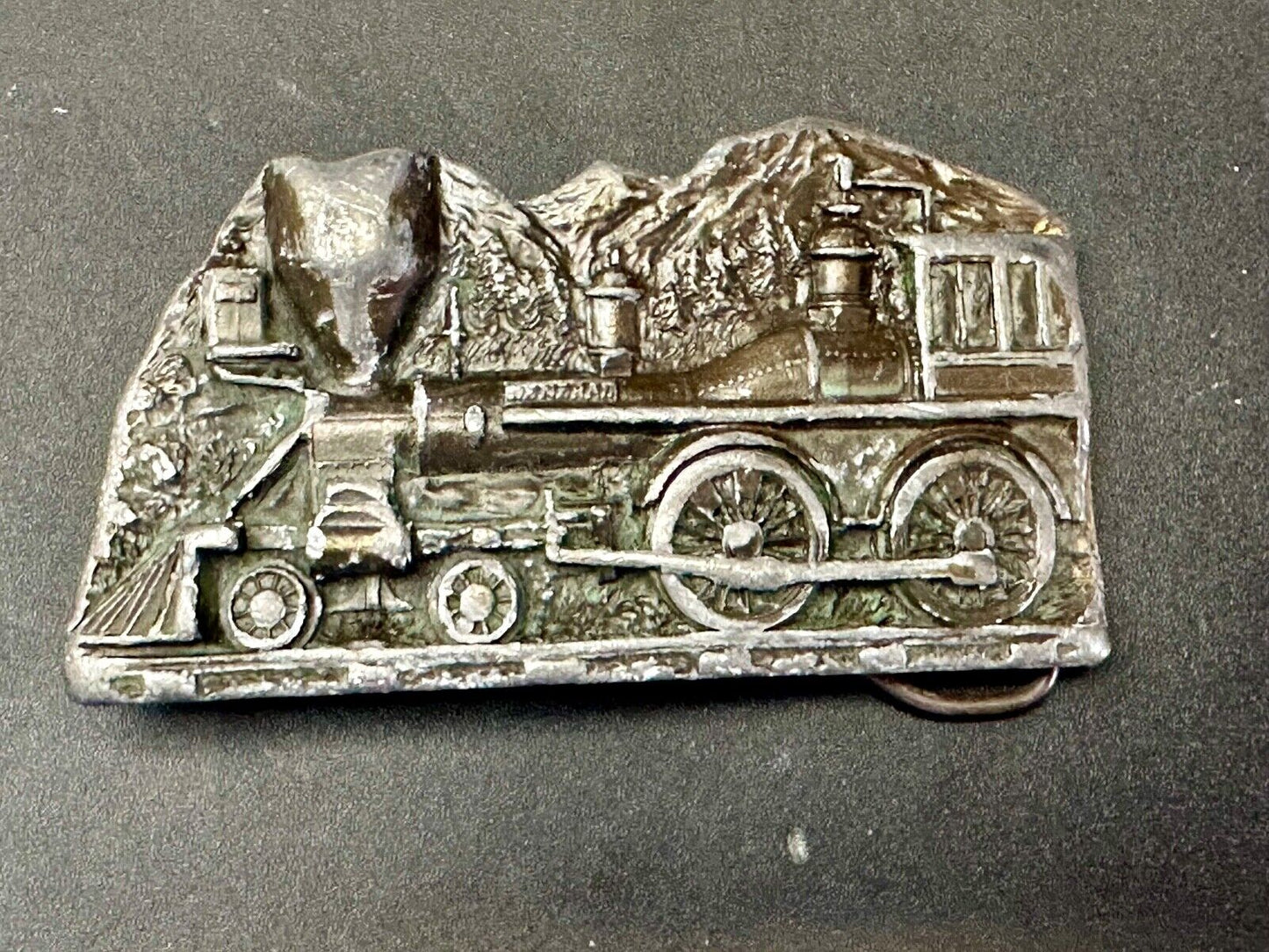Train Steam Locomotive Vintage 1977 Cutout RR Cast Hawks Sky Patrol Belt Buckle