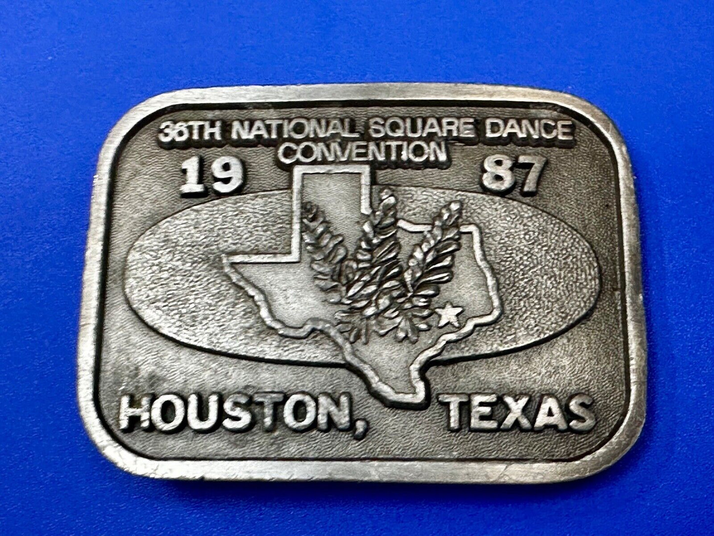 36th National Square Dance Convention 1987 Houston Texas Metal Belt Buckle