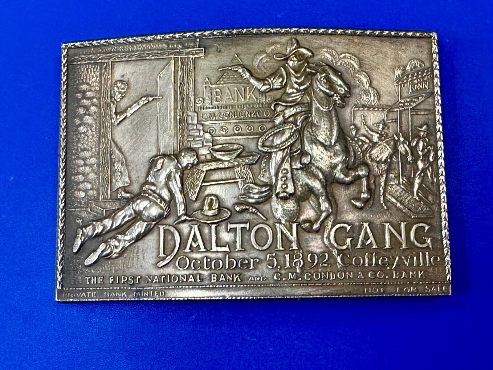 The Dalton Gang Collectors Brass Belt Buckle West Cowboy Style - see Hallmarks!