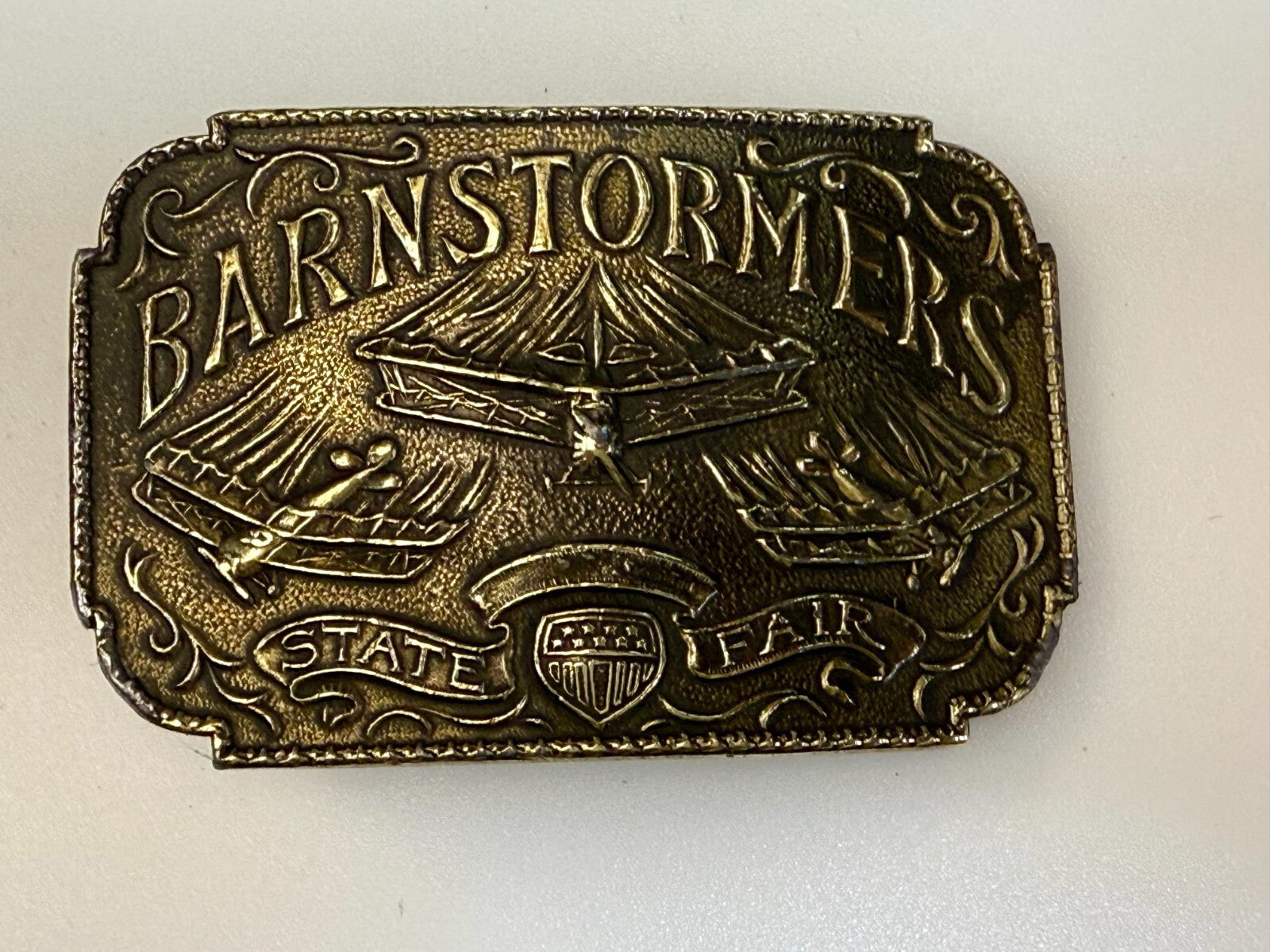Barnstormers State Fair Show Bi Plane Fixed Wing Aircraft Lewis Belt Buckle