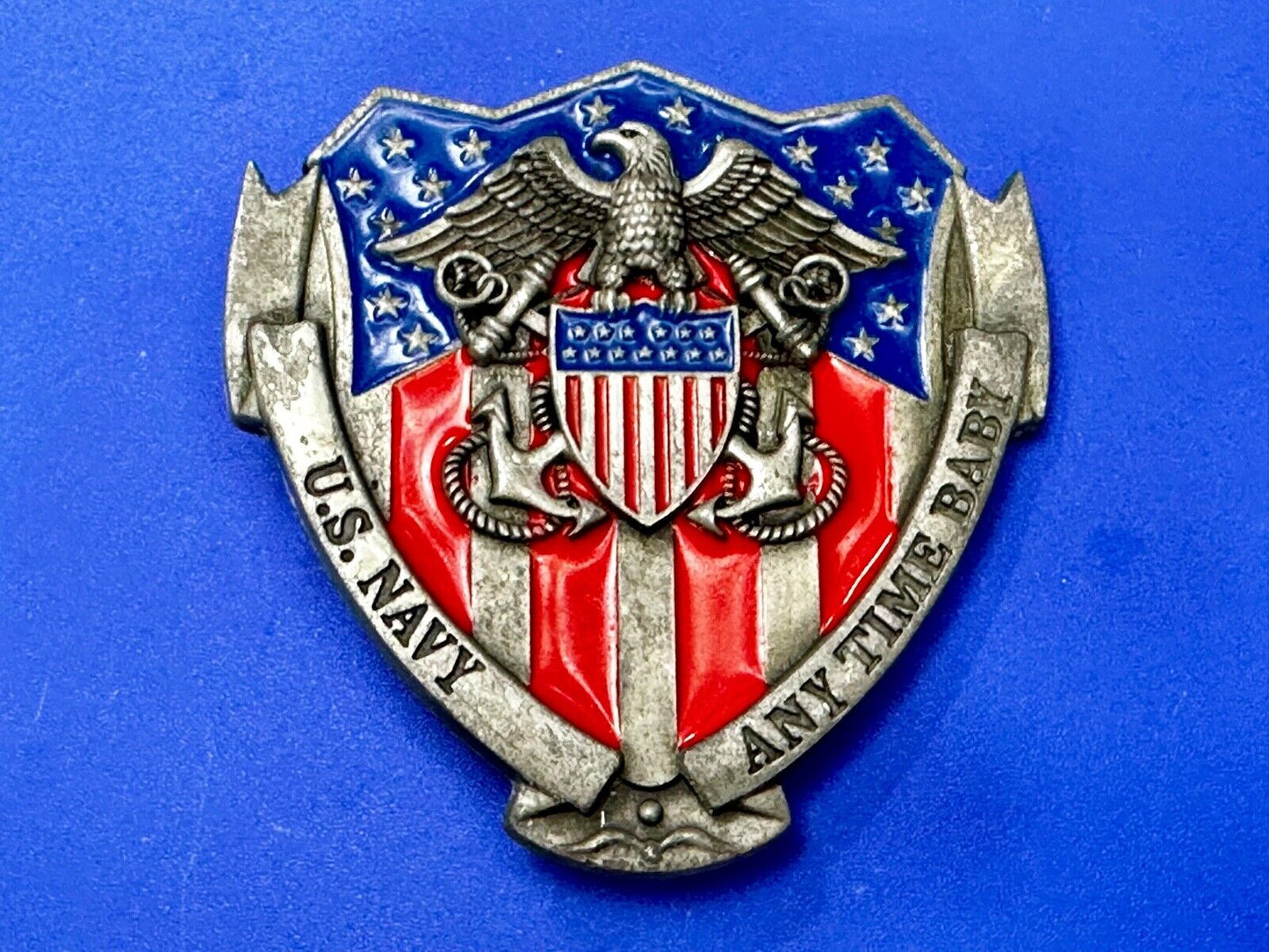 Anytime Baby - US Navy United States Military Flag Colors Cutout Belt Buckle