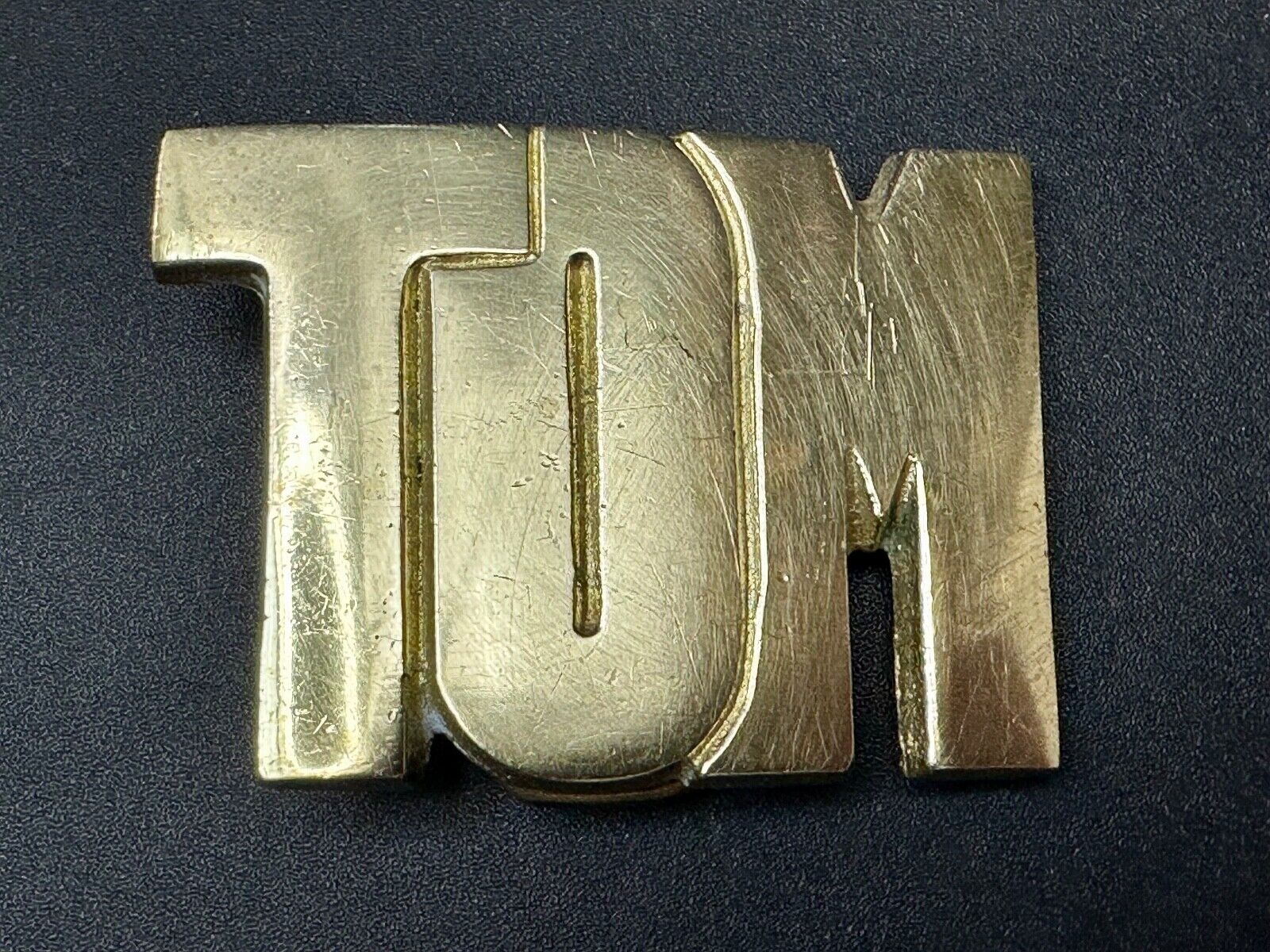 TOM Custom Name in cutout block letters solid brass belt buckle - Taiwan ROC