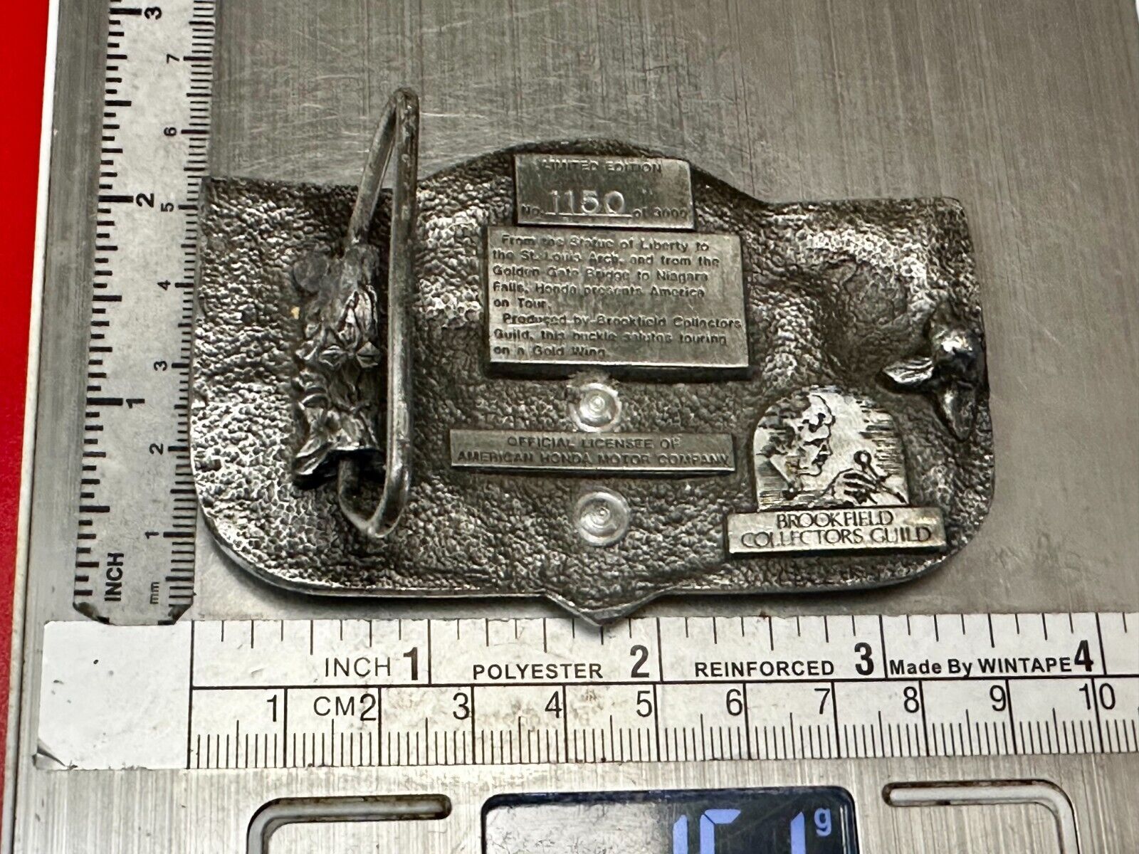 America On Tour GL Honda Gold Wing Motorcycle Tour Brookfield Belt Buckle