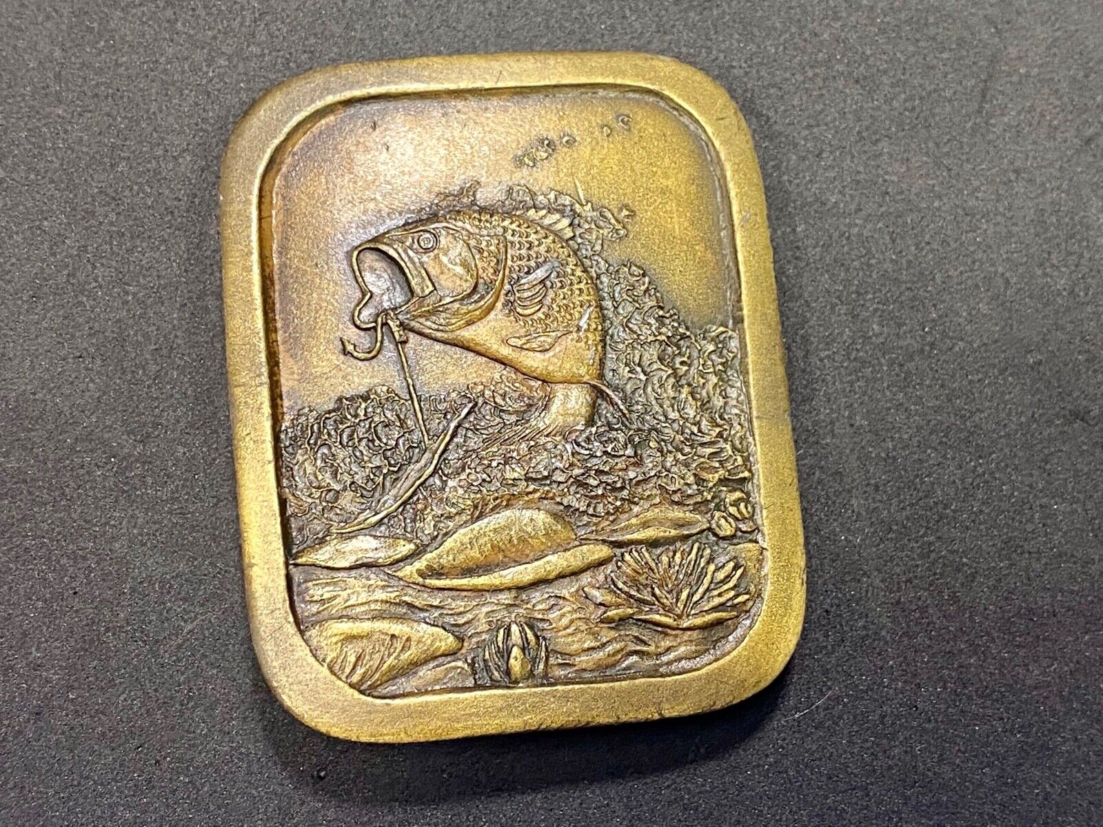 Vintage 1976  Freshwater Fishing- Jumping Bass On Hook Belt Buckle  Perfect Gift